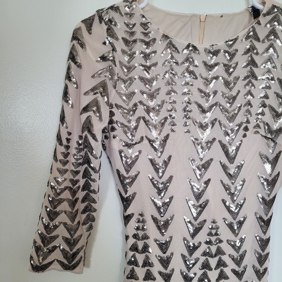 Lulus Womens sz Small Sequin Bodycon Dress - Shine on Me Nude NWOT - Picture 9 of 13